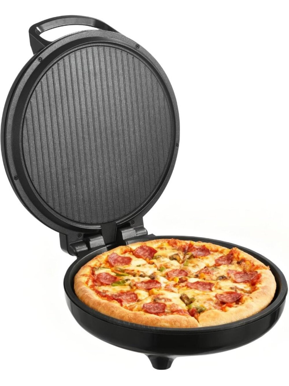 Electric Pizza Oven 12" - 1200W Non-Stick Maker, Dual-Side Baking, Heats to